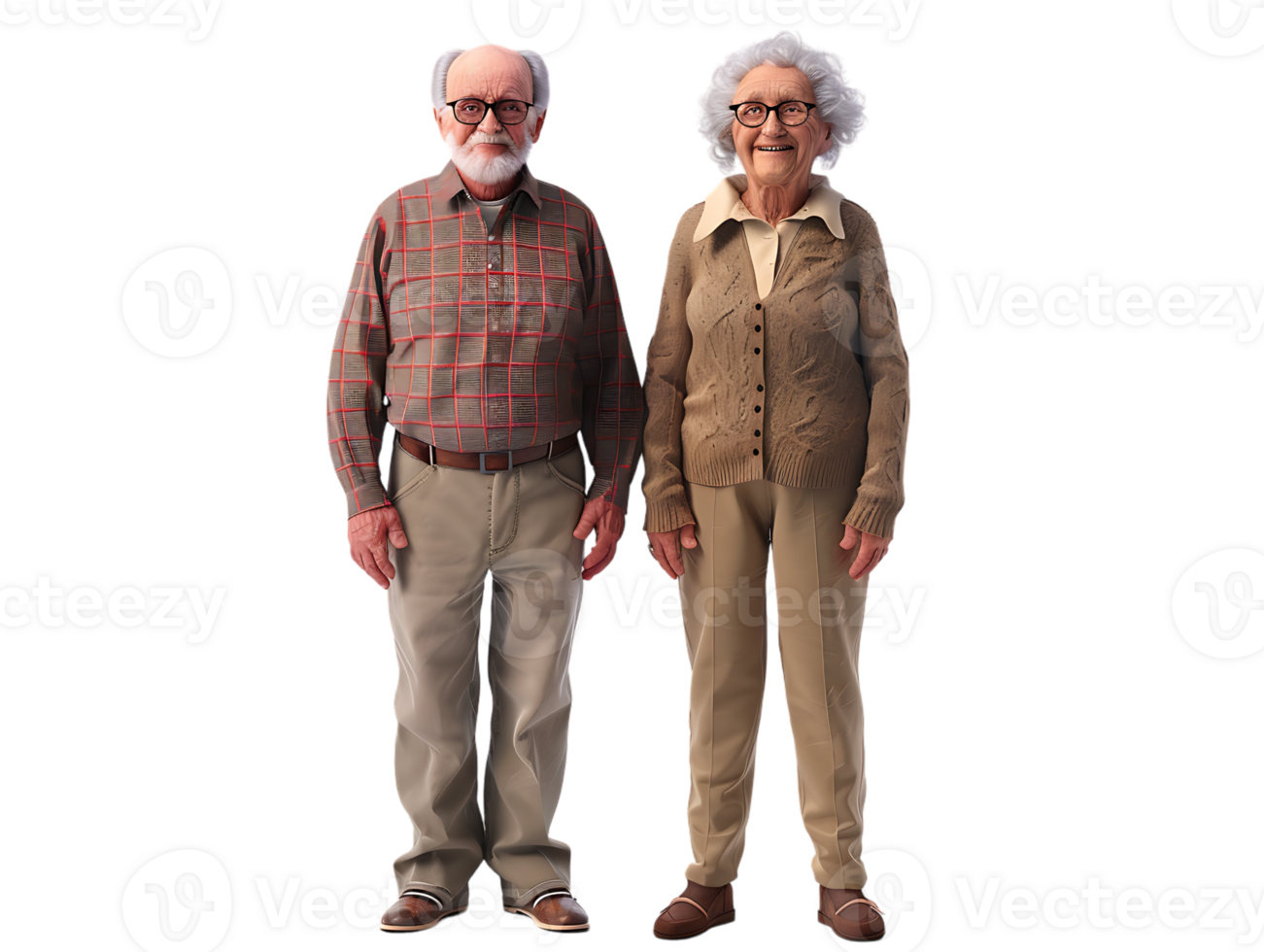 features happy grandparents, isolated against a transparent background png