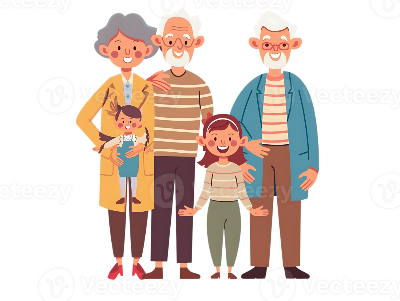 features happy grandparents, isolated against a transparent background png