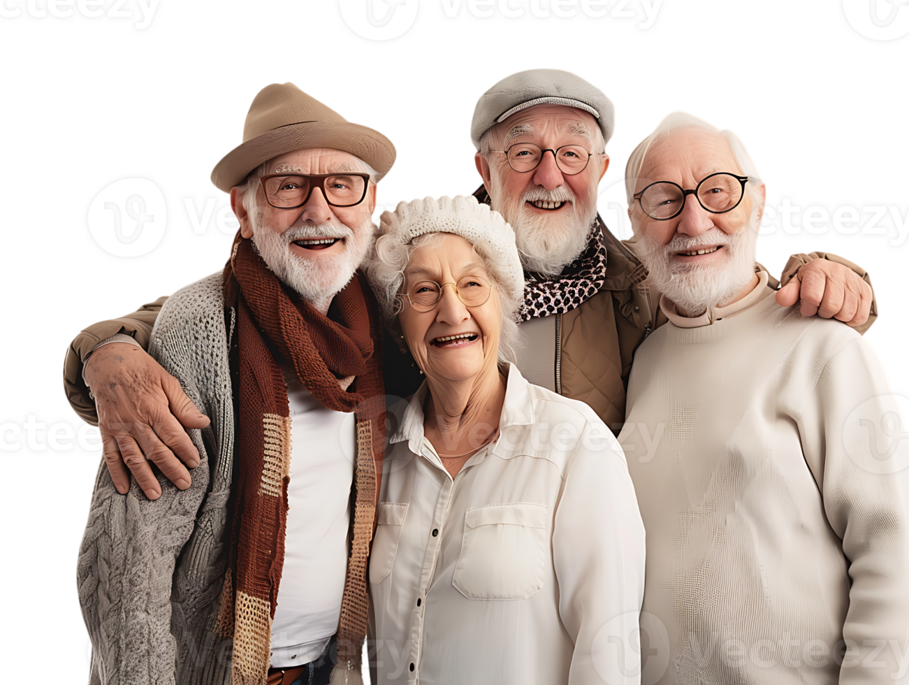features happy grandparents, isolated against a transparent background png