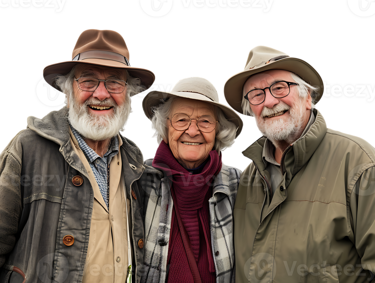 features happy grandparents, isolated against a transparent background png