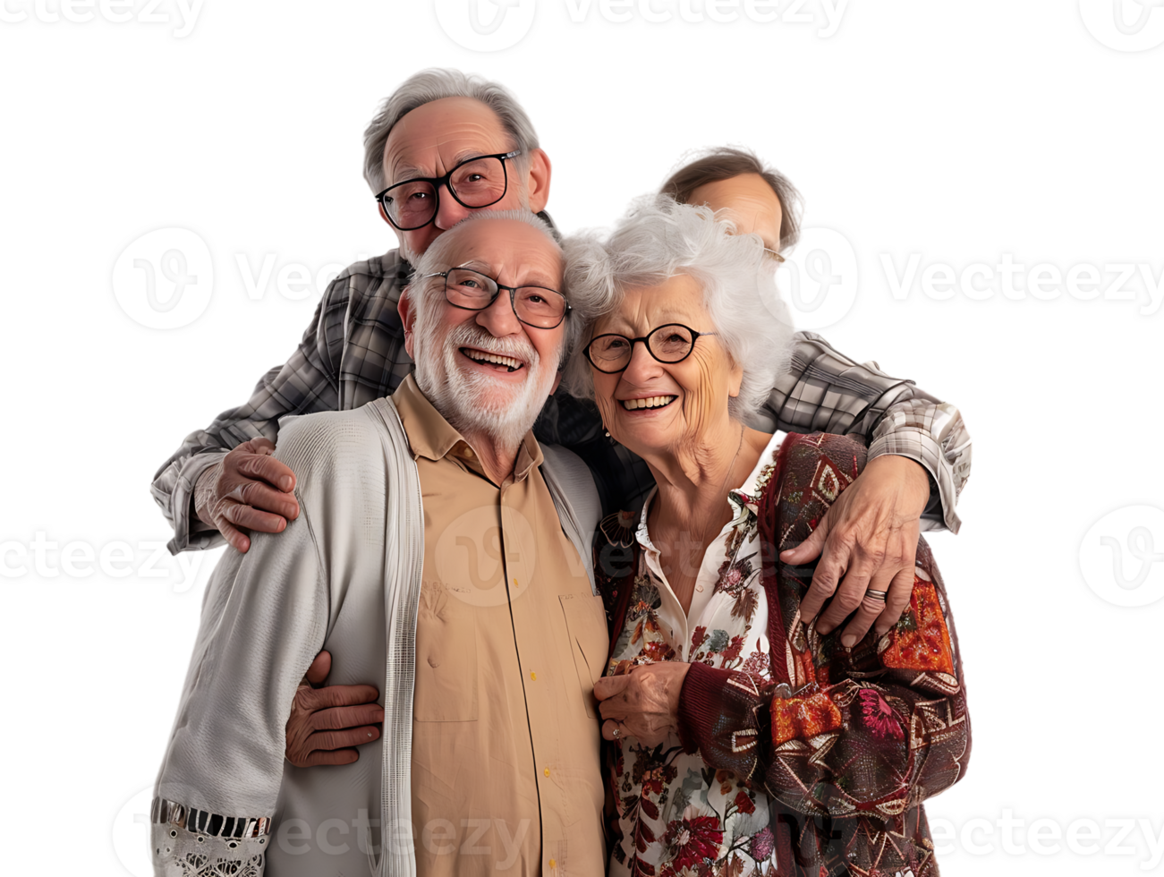 features happy grandparents, isolated against a transparent background png