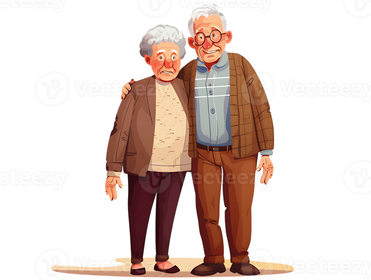 features happy grandparents, isolated against a transparent background png