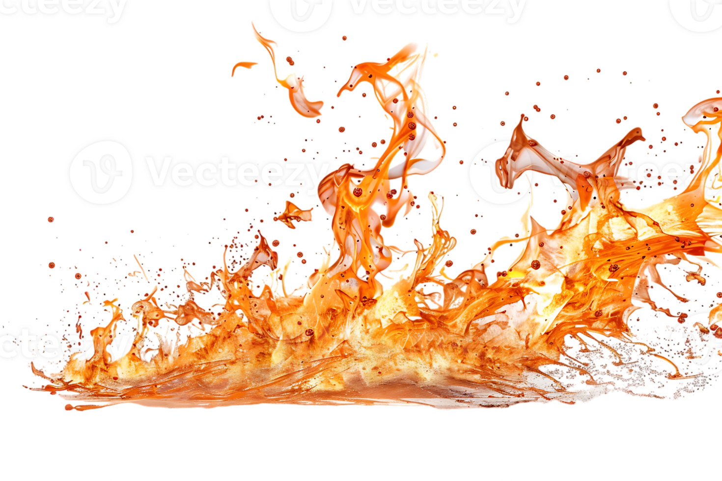 Fire splash spread, isolated against a transparent background png