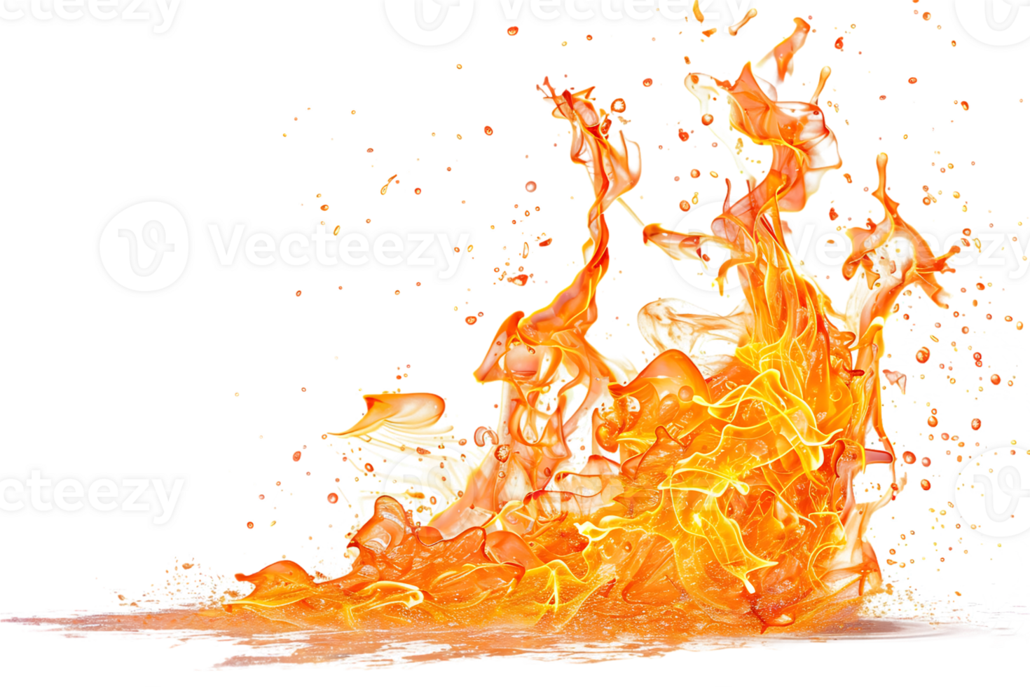 Fire splash spread, isolated against a transparent background png