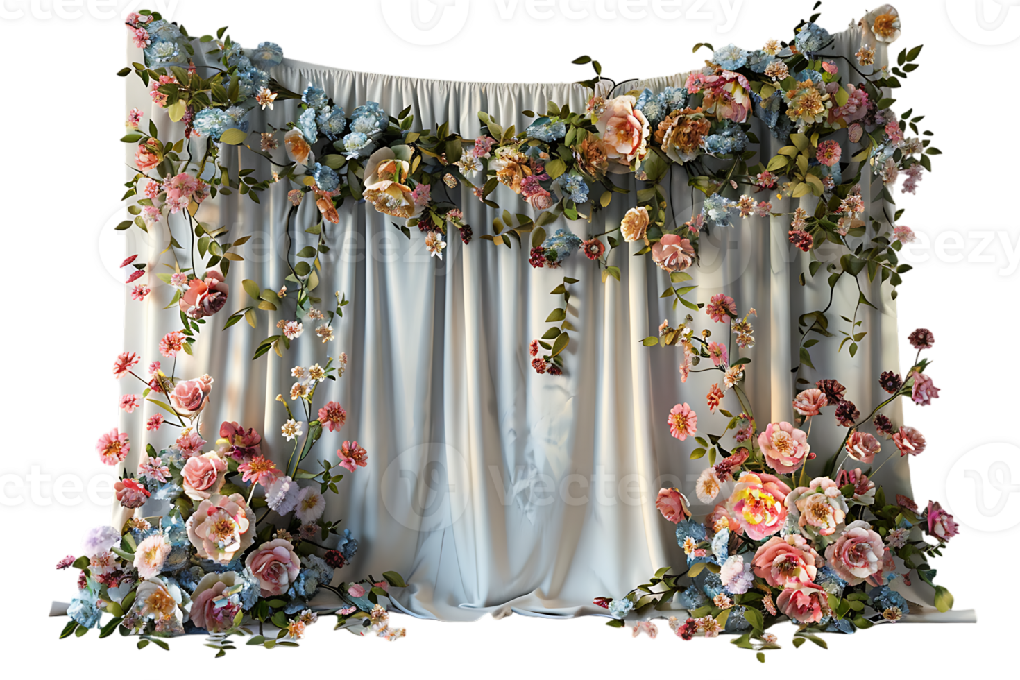 floral curtain isolated against a transparent background png