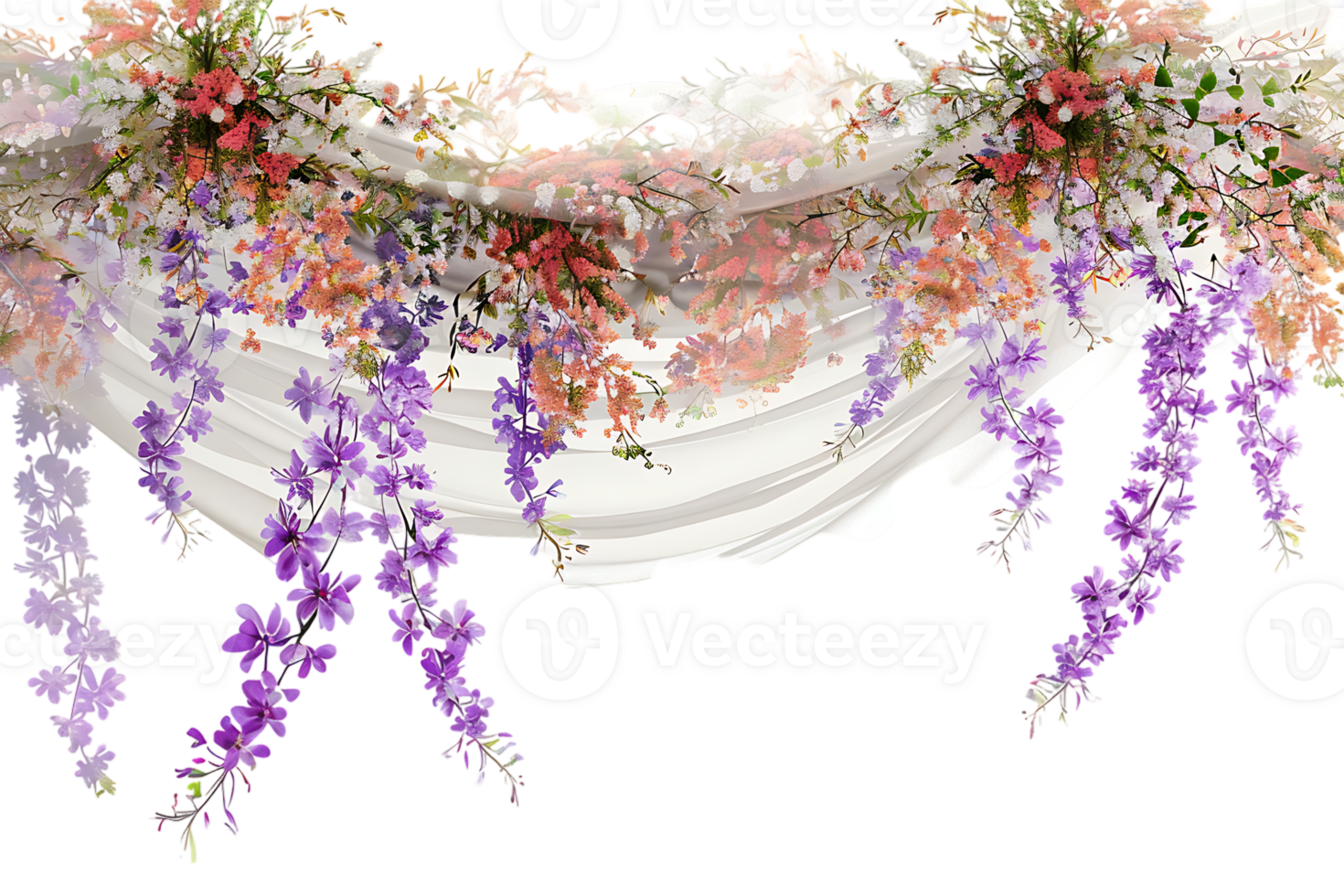 floral curtain isolated against a transparent background png