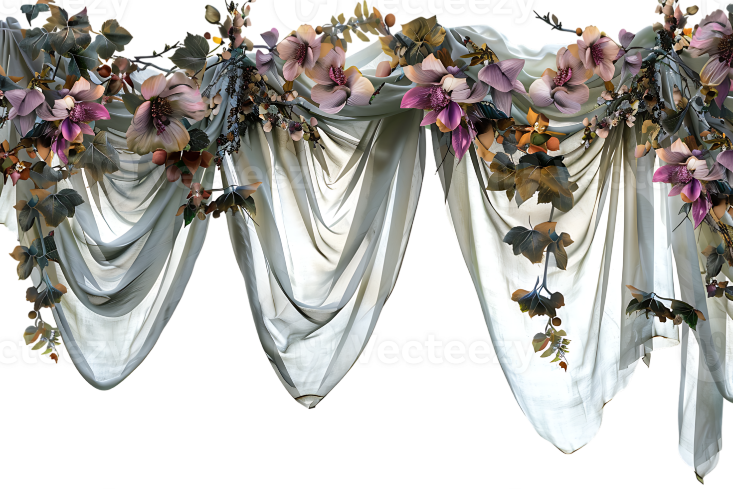 floral curtain isolated against a transparent background png