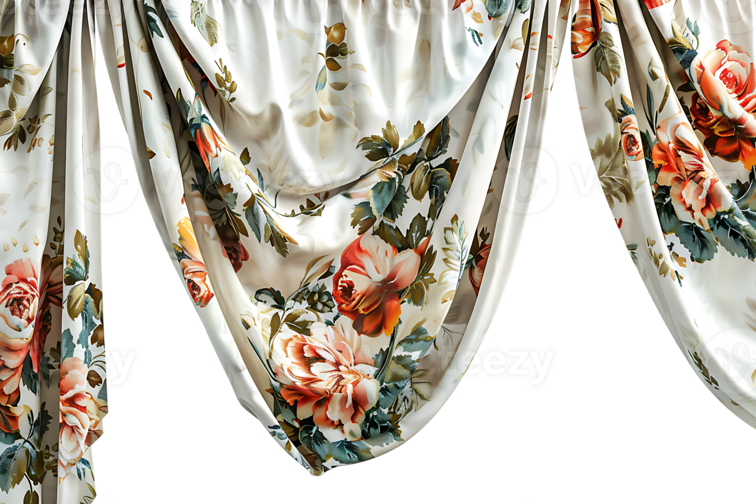 floral curtain isolated against a transparent background png