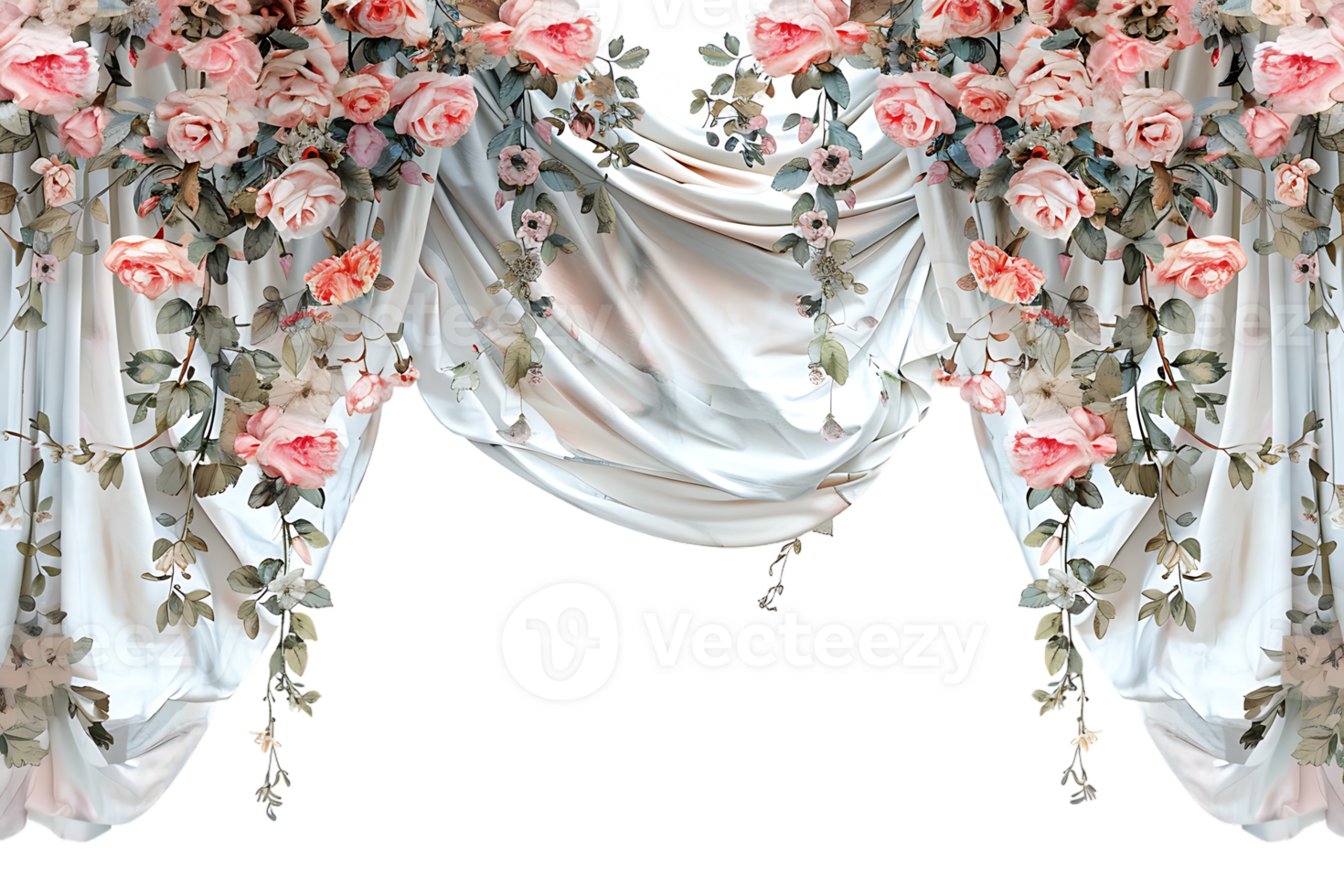 floral curtain isolated against a transparent background png