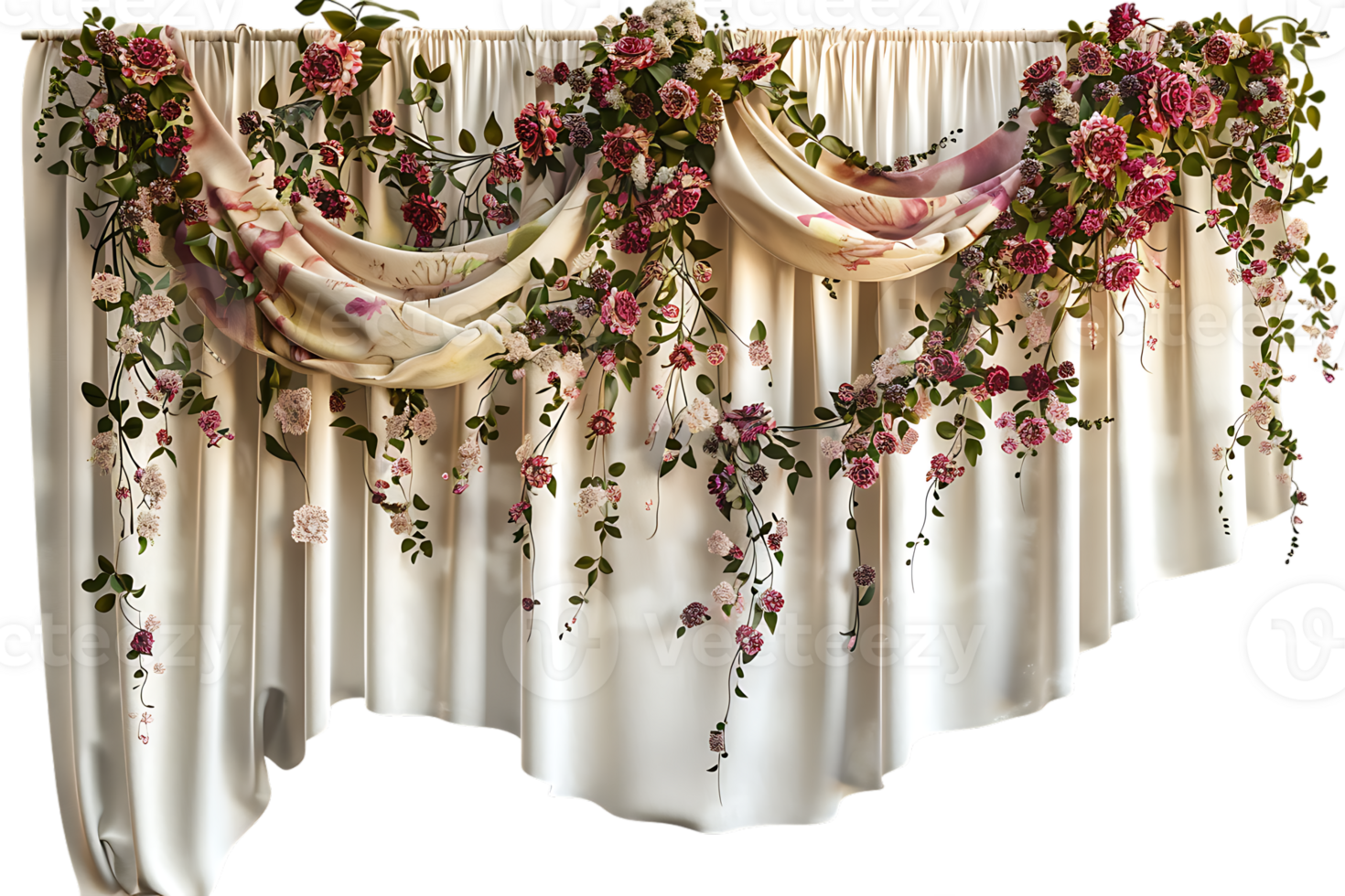 floral curtain isolated against a transparent background png