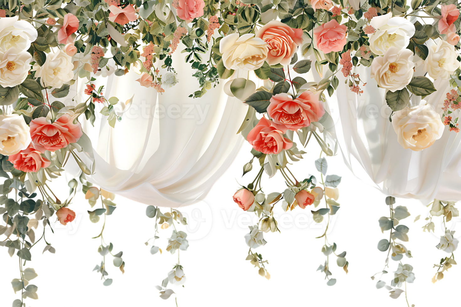 floral curtain isolated against a transparent background png