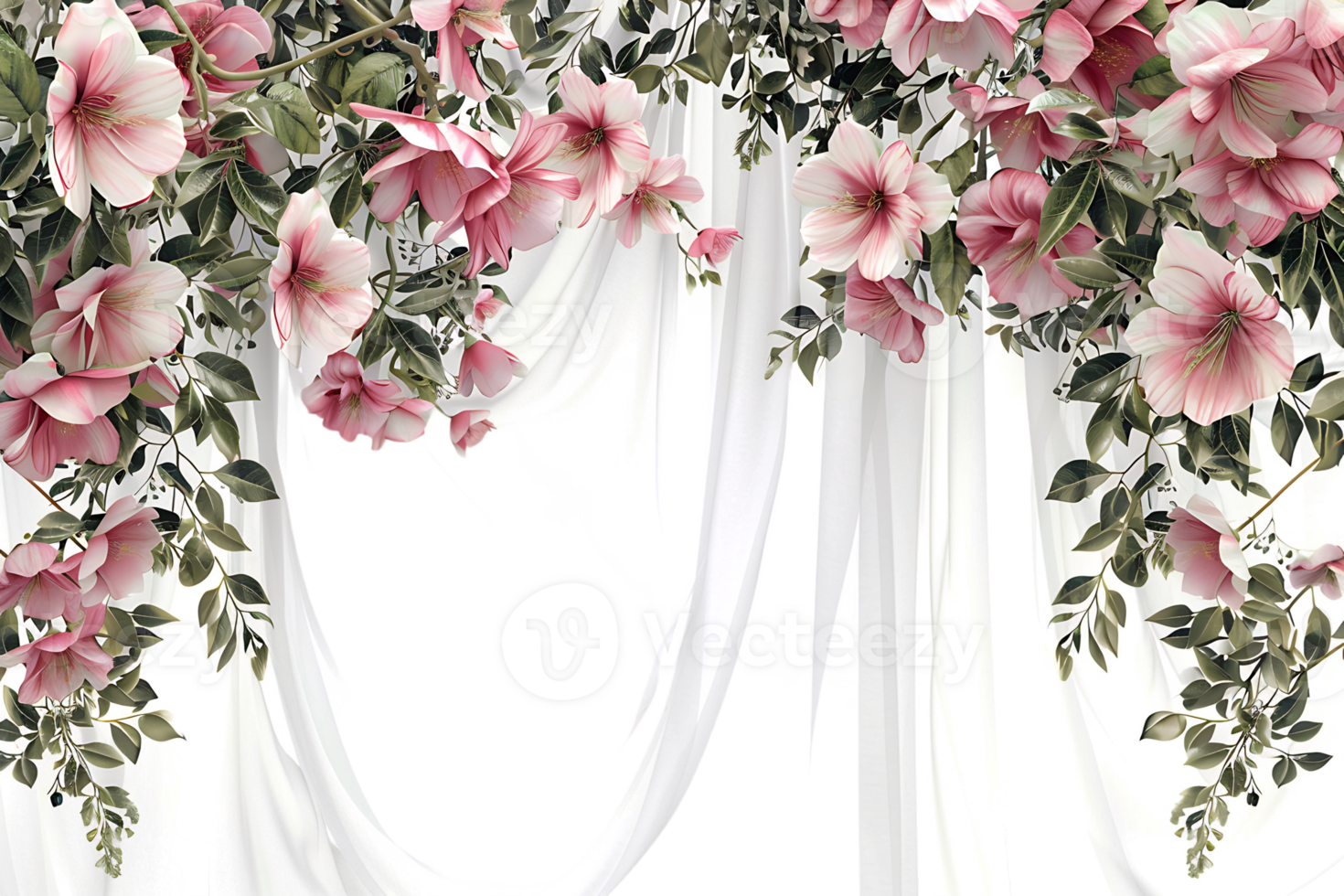 floral curtain isolated against a transparent background png