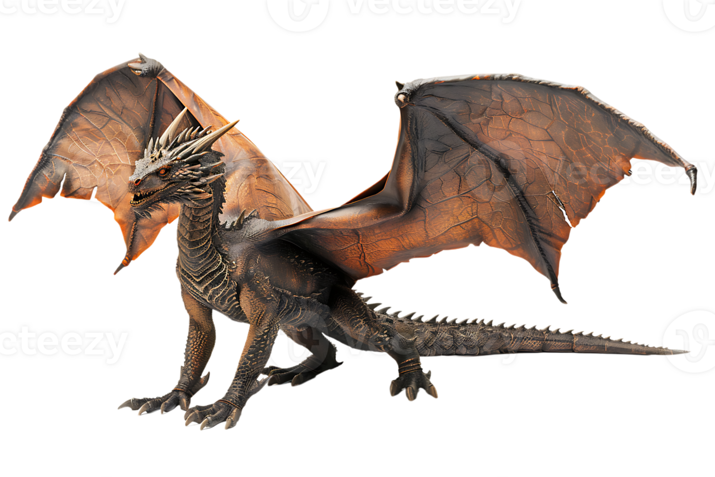 flying dragon from the front view, isolated against a transparent background png