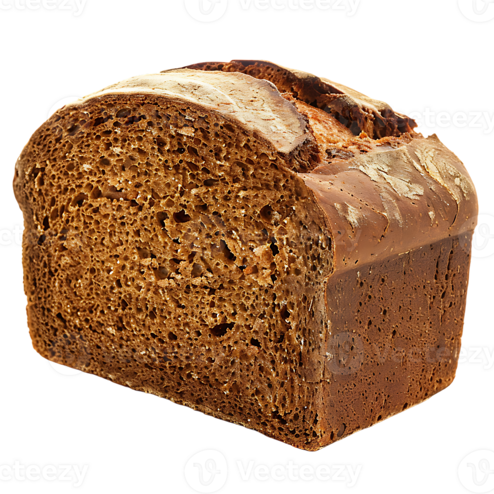 Fresh brown rye bread, isolated against a transparent background png