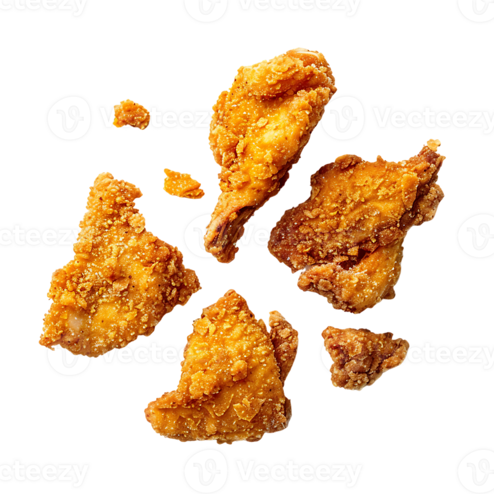 Fried crusted leg pieces, isolated against a transparent background png