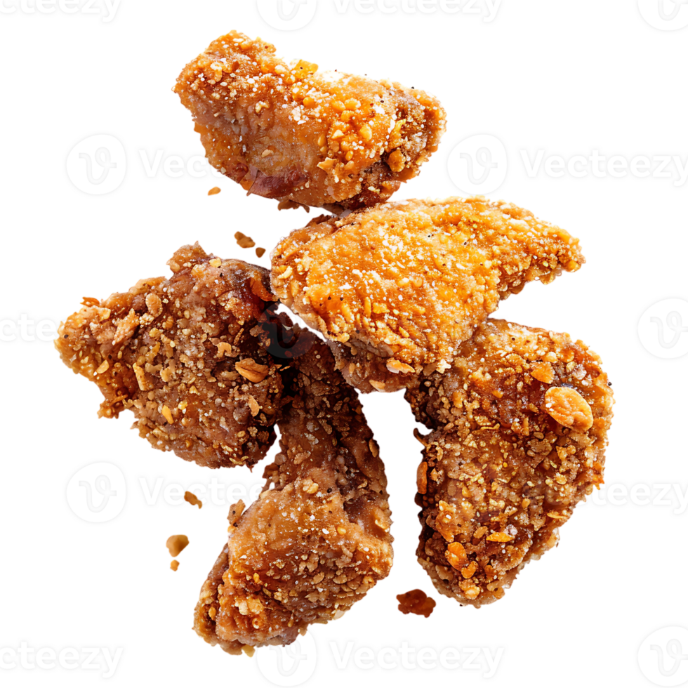 Fried crusted leg pieces, isolated against a transparent background png