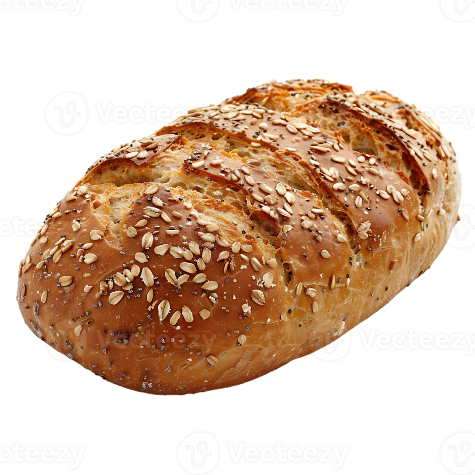 Freshly baked ancient grains bread, isolated against a transparent background png