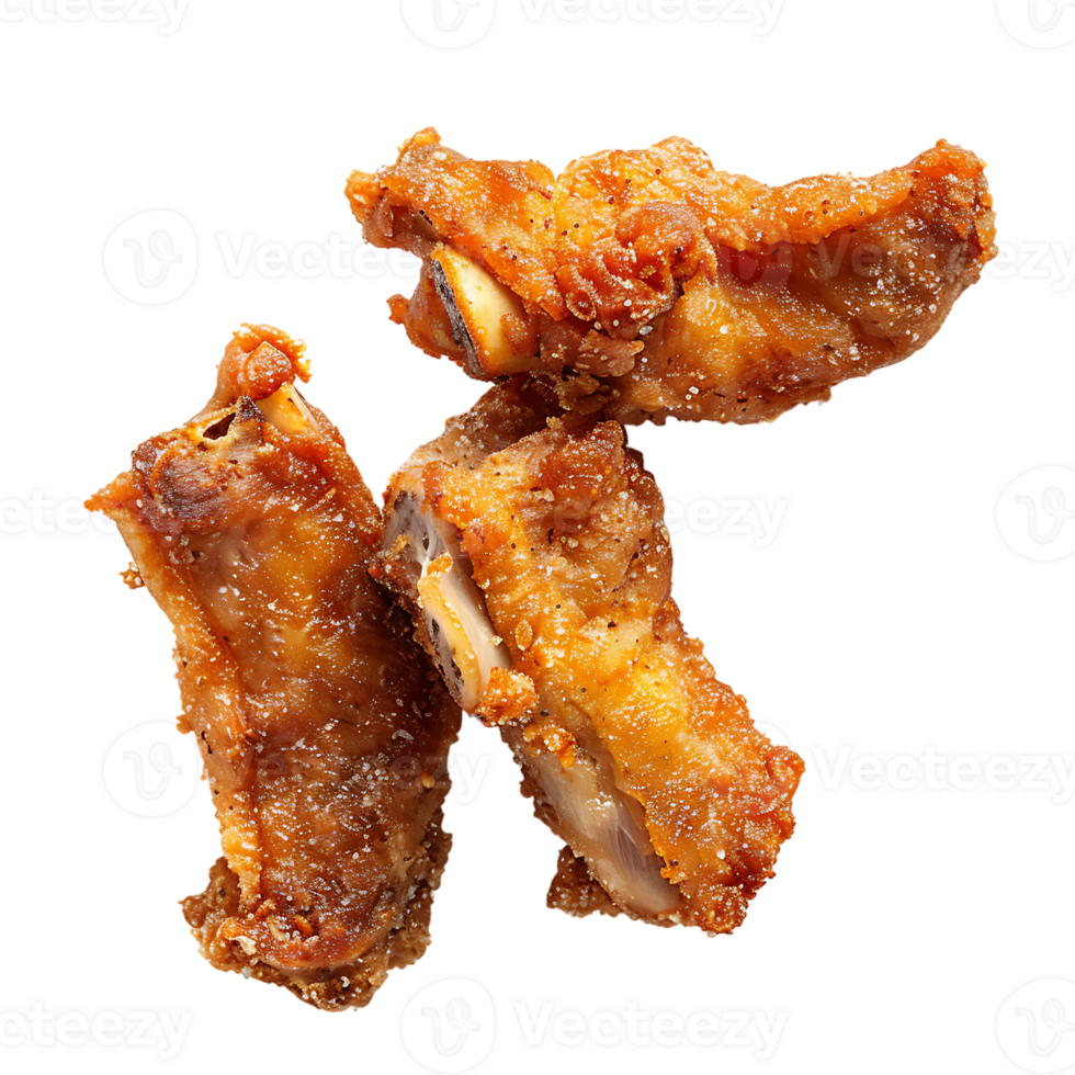 Fried crusted leg pieces, isolated against a transparent background png