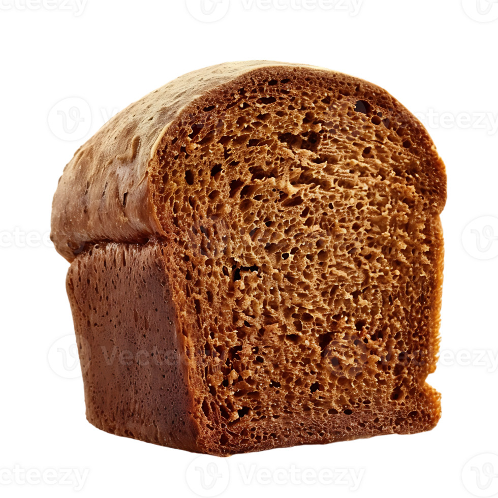 Fresh brown rye bread, isolated against a transparent background png