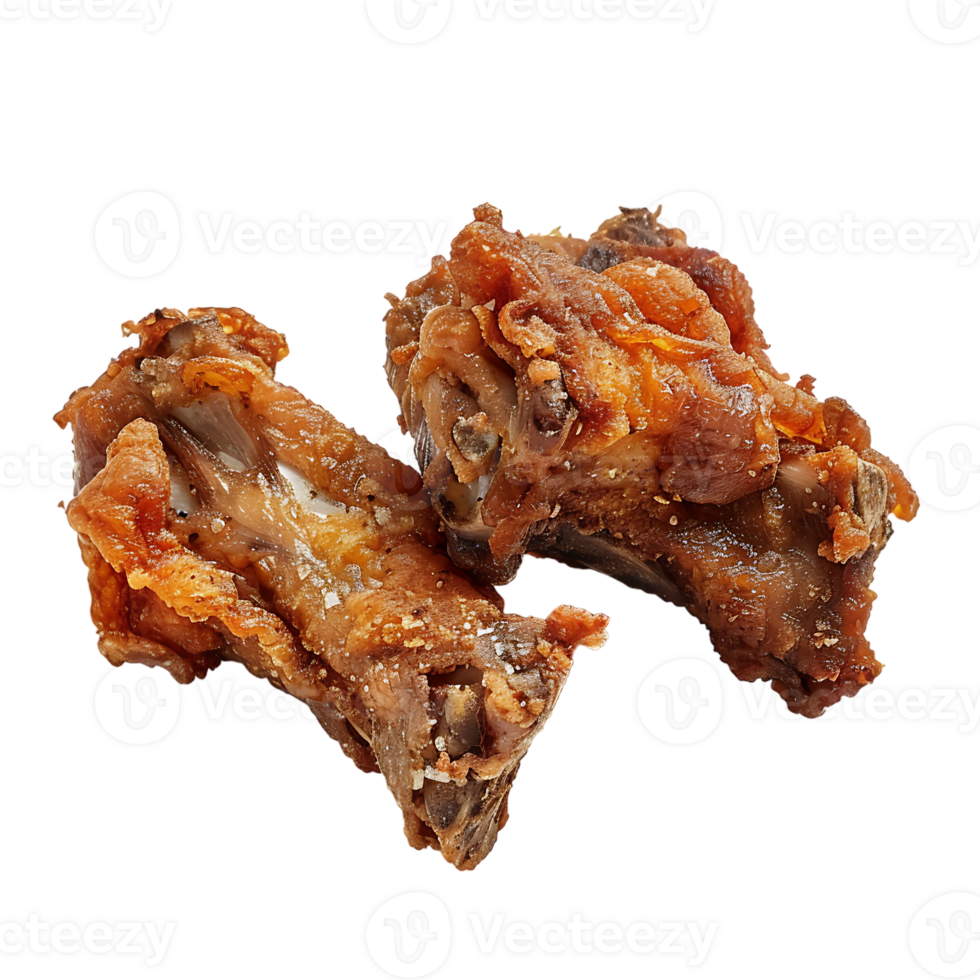 Fried crusted leg pieces, isolated against a transparent background png