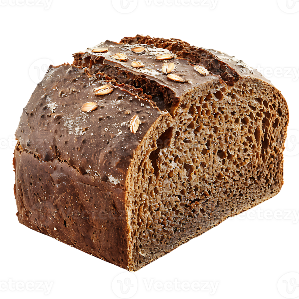 Fresh brown rye bread, isolated against a transparent background png