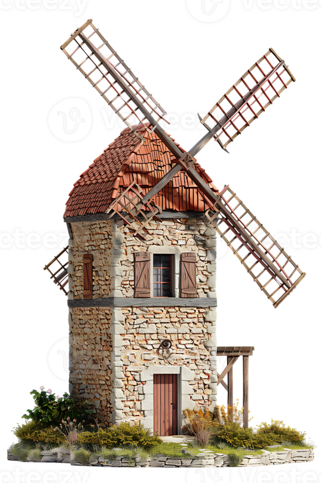 Windmill isolated against transparent background png