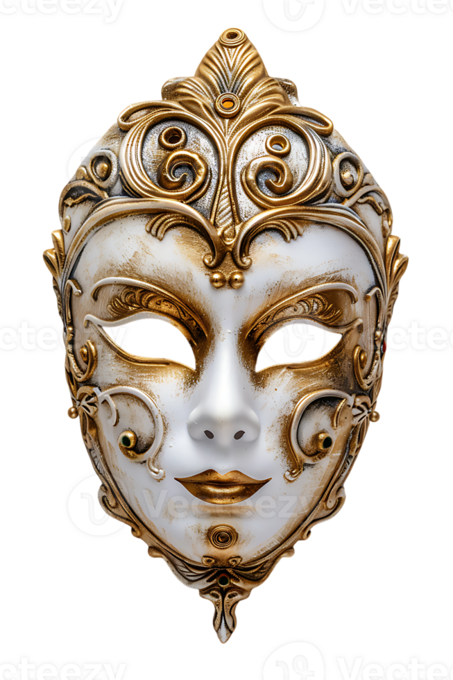 full face golden opera mask isolated against a transparent background png