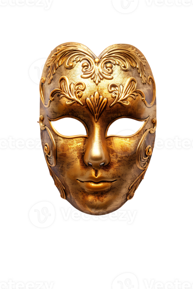 full face golden opera mask isolated against a transparent background png