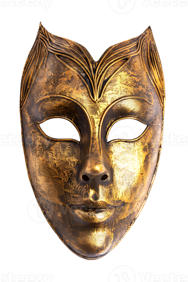 full face golden opera mask isolated against a transparent background png
