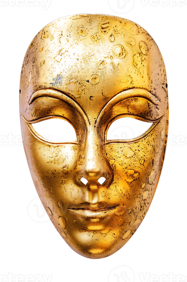 full face golden opera mask isolated against a transparent background png