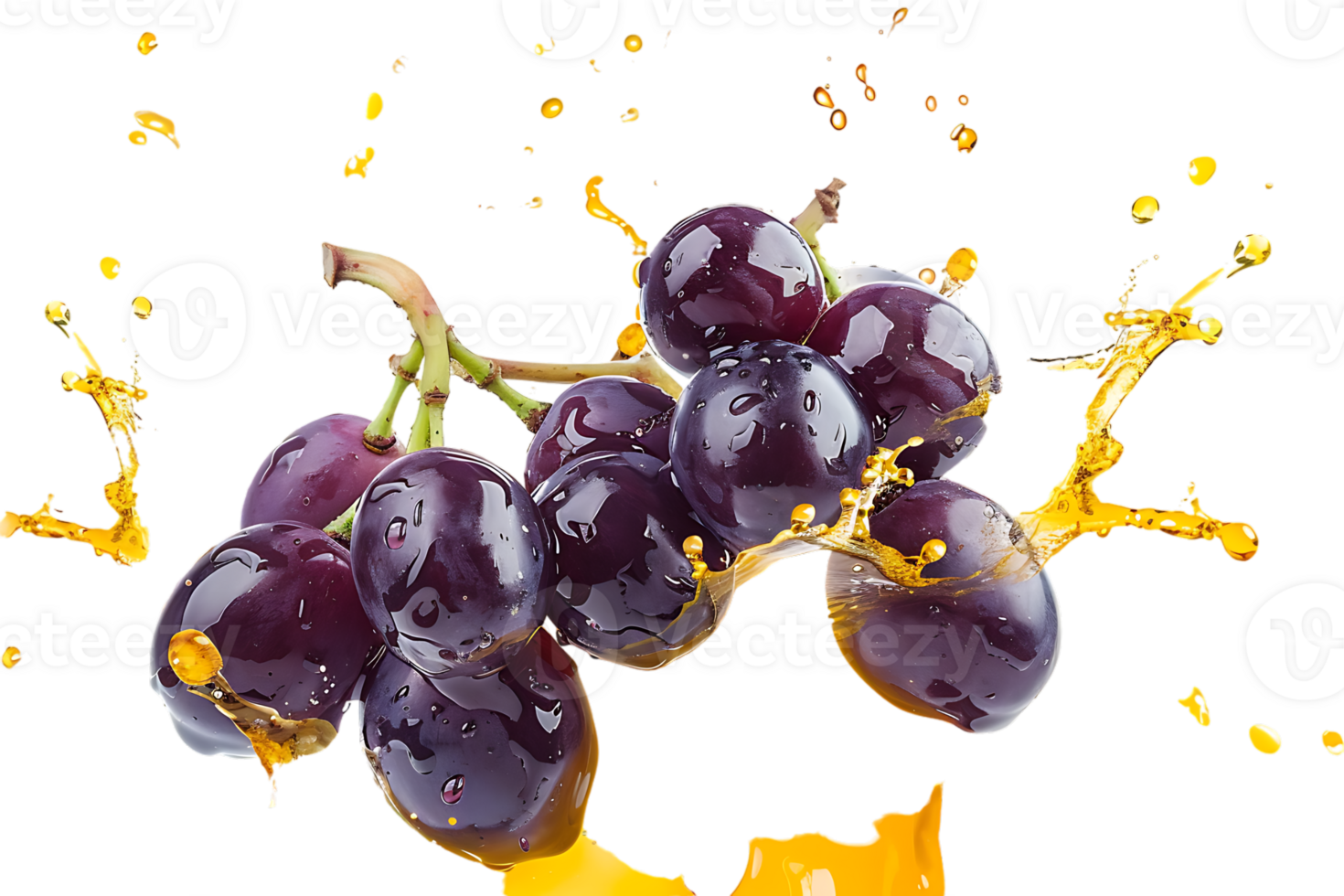 Grapes with juice splash, isolated against a transparent background png