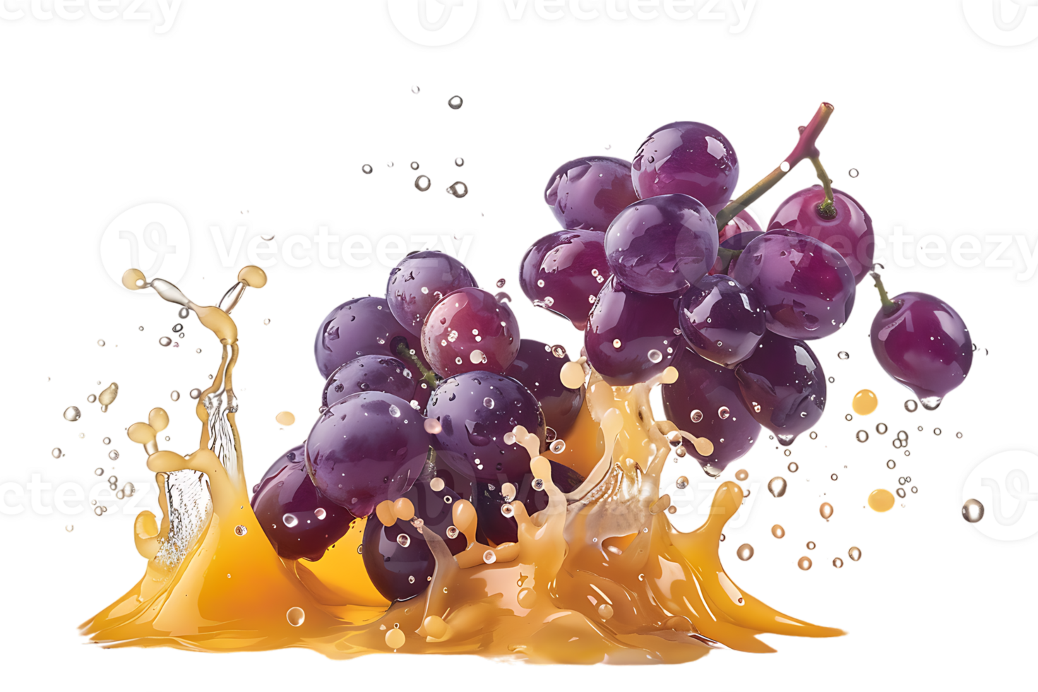 Grapes with juice splash, isolated against a transparent background png