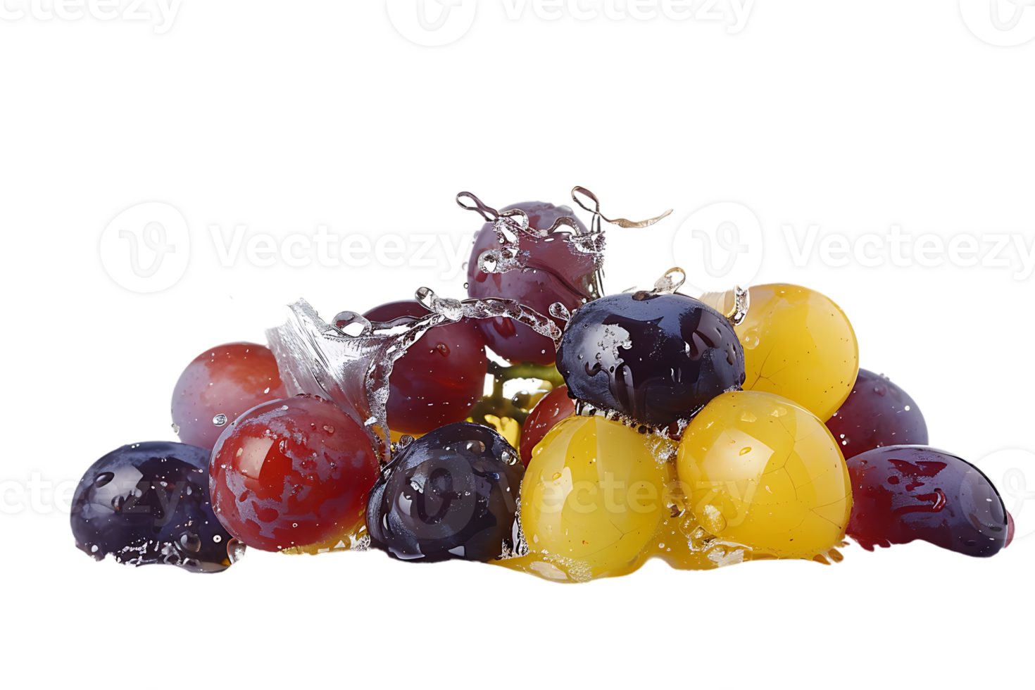 Grapes with juice splash, isolated against a transparent background png