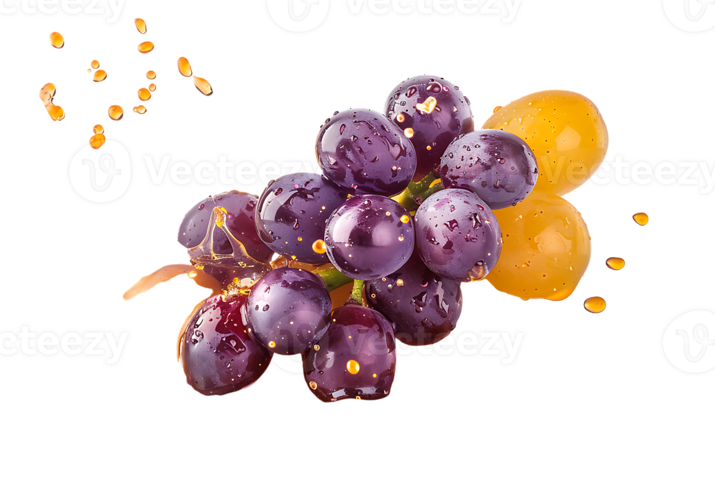 Grapes with juice splash, isolated against a transparent background png