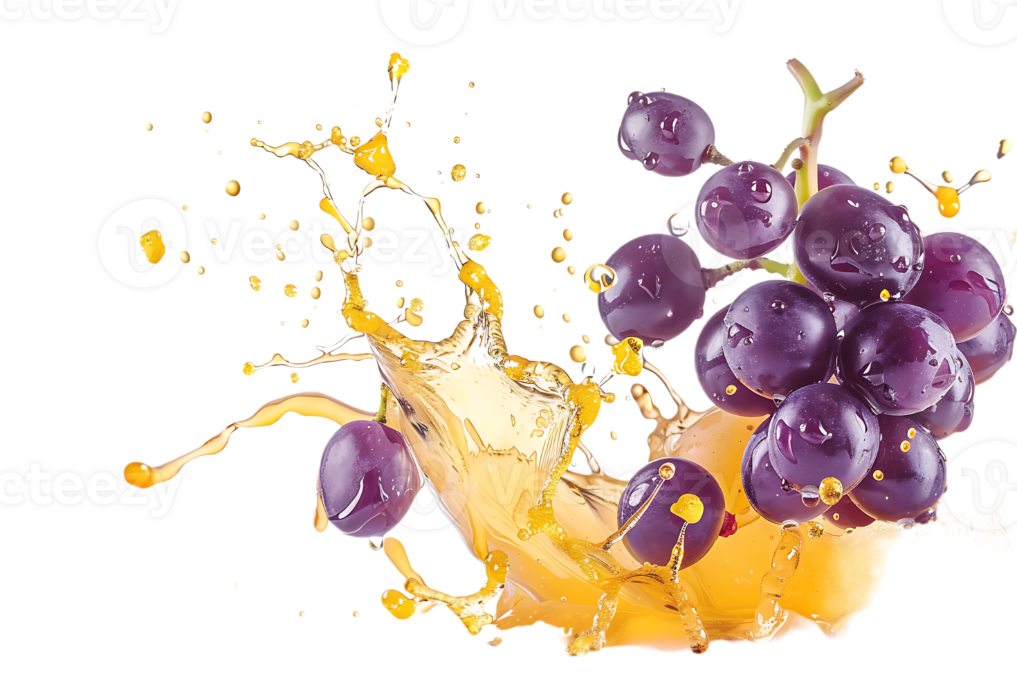 Grapes with juice splash, isolated against a transparent background png