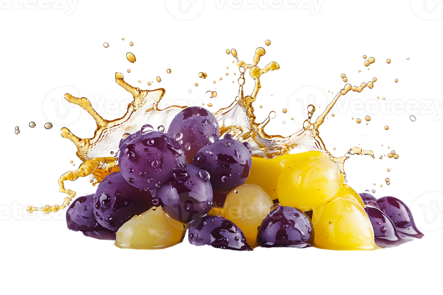 Grapes with juice splash, isolated against a transparent background png
