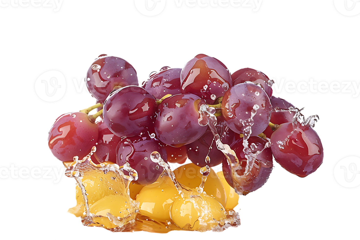 Grapes with juice splash, isolated against a transparent background png