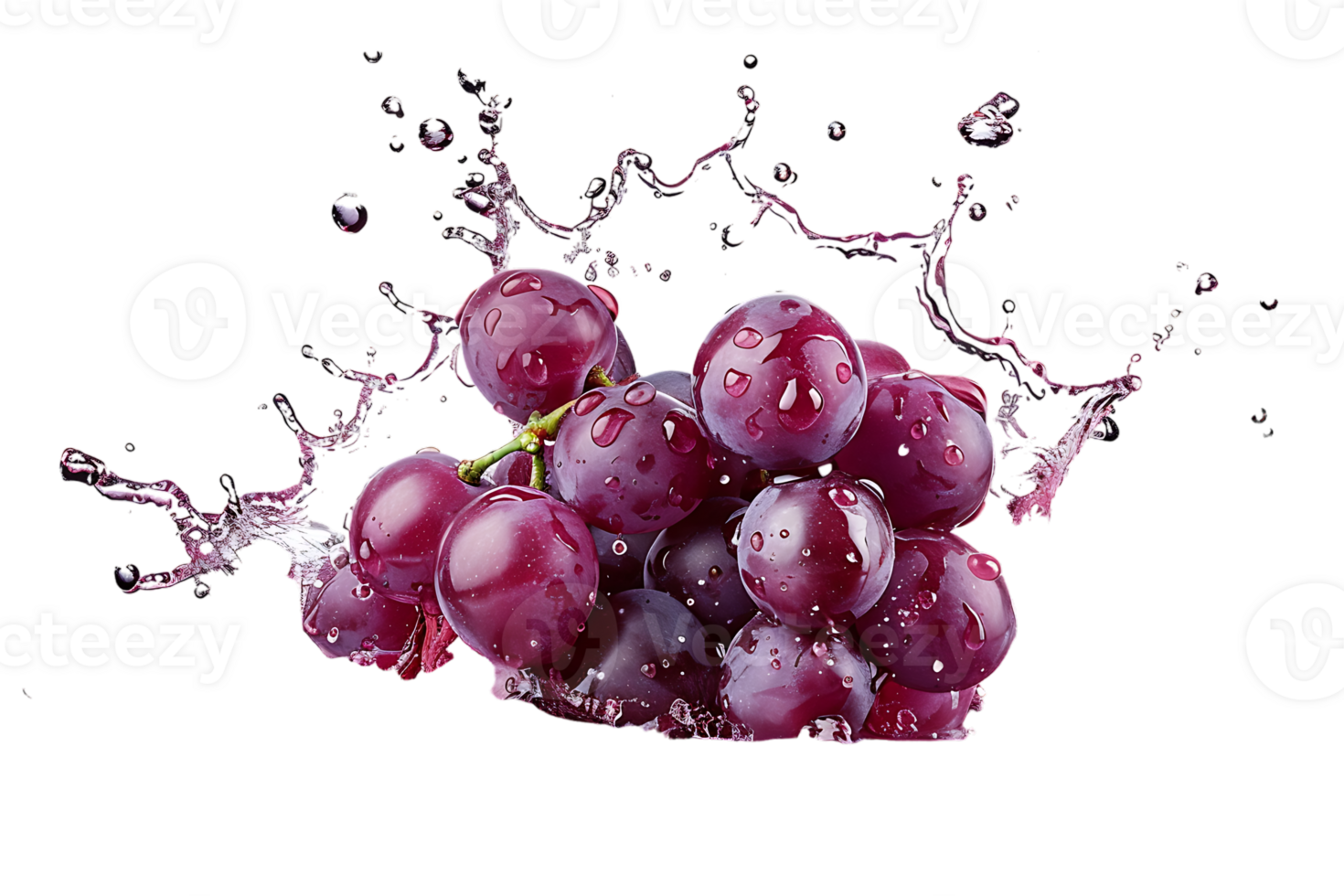 Grapes with juice splash, isolated against a transparent background png