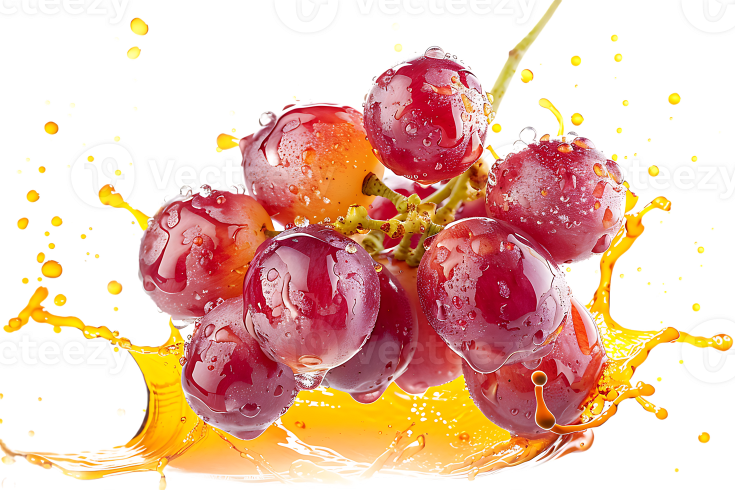 Grapes with juice splash, isolated against a transparent background png