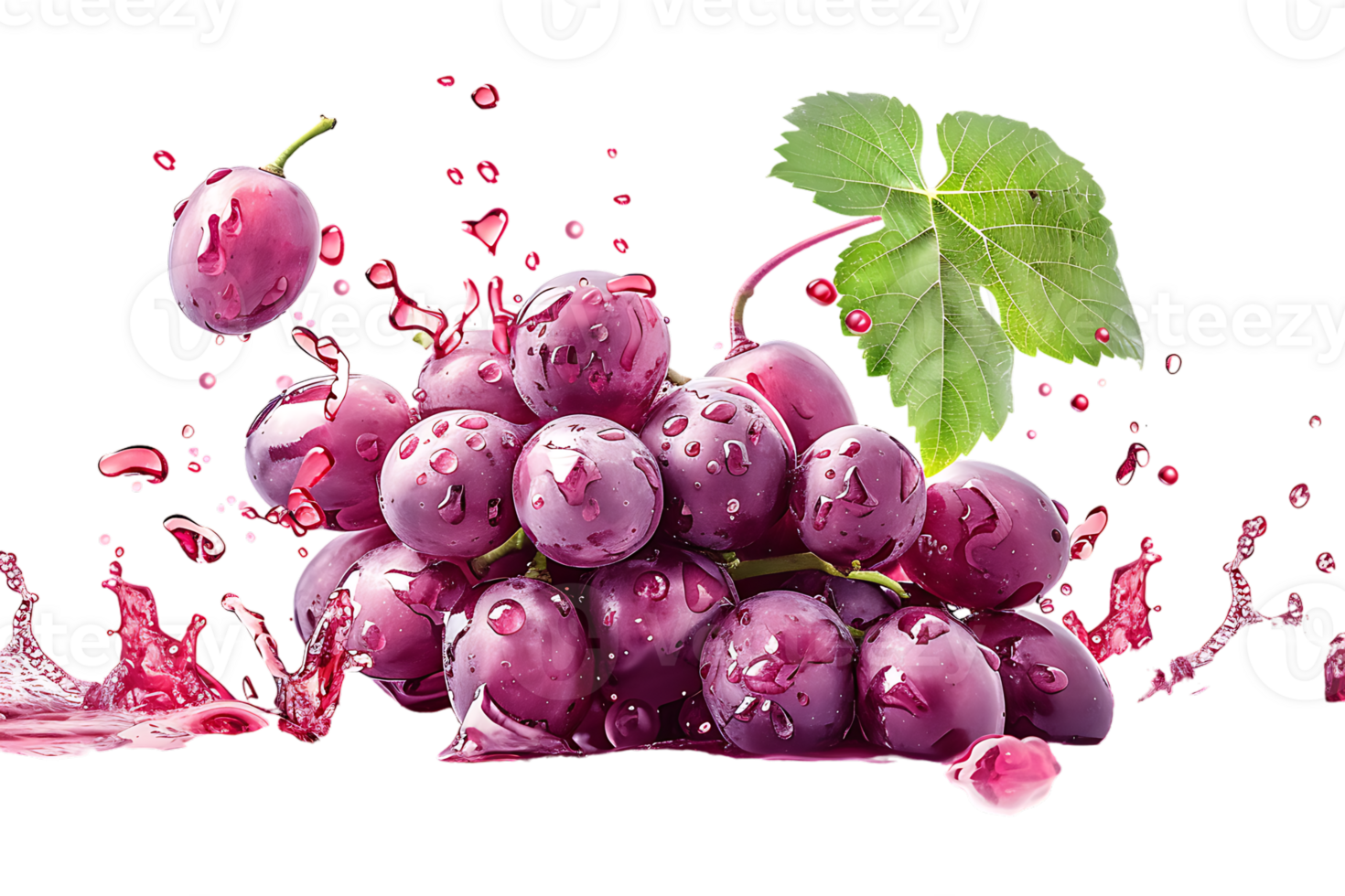Grapes with juice splash, isolated against a transparent background png