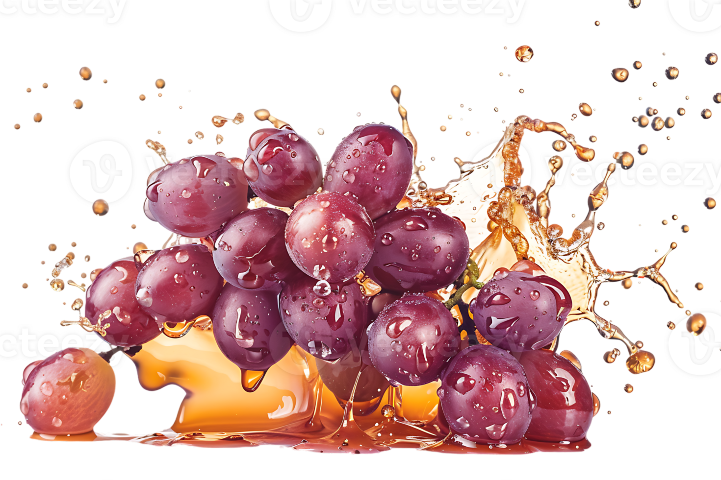 Grapes with juice splash, isolated against a transparent background png