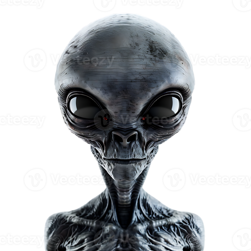 Grey alien, isolated against a transparent background png