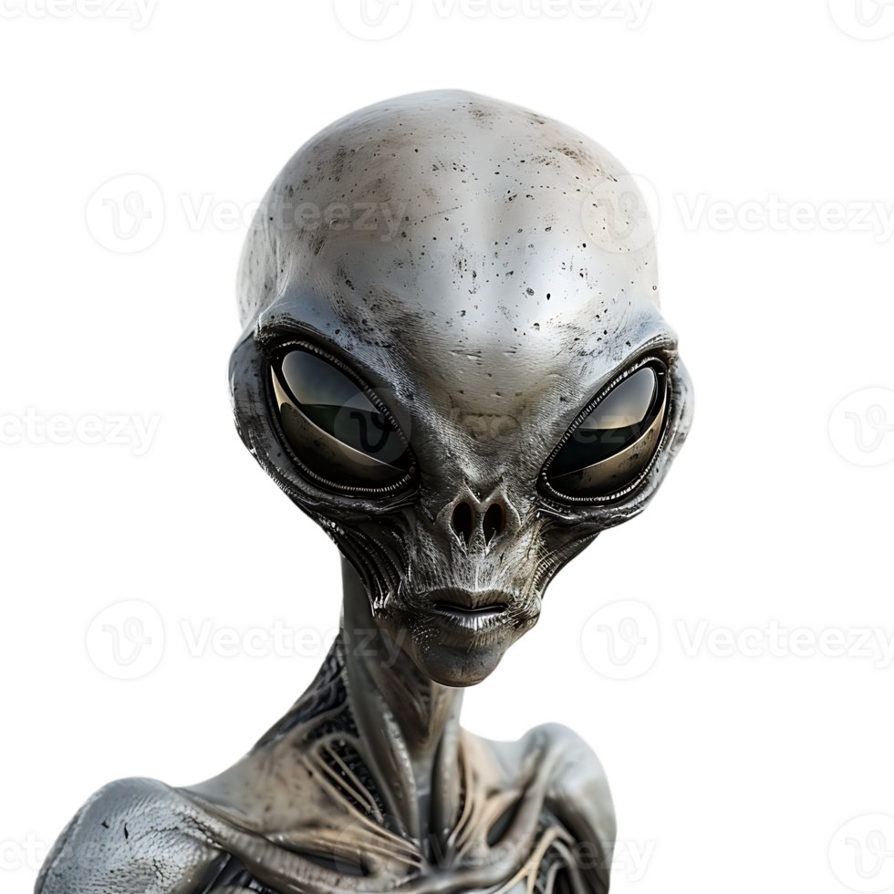 Grey alien, isolated against a transparent background png