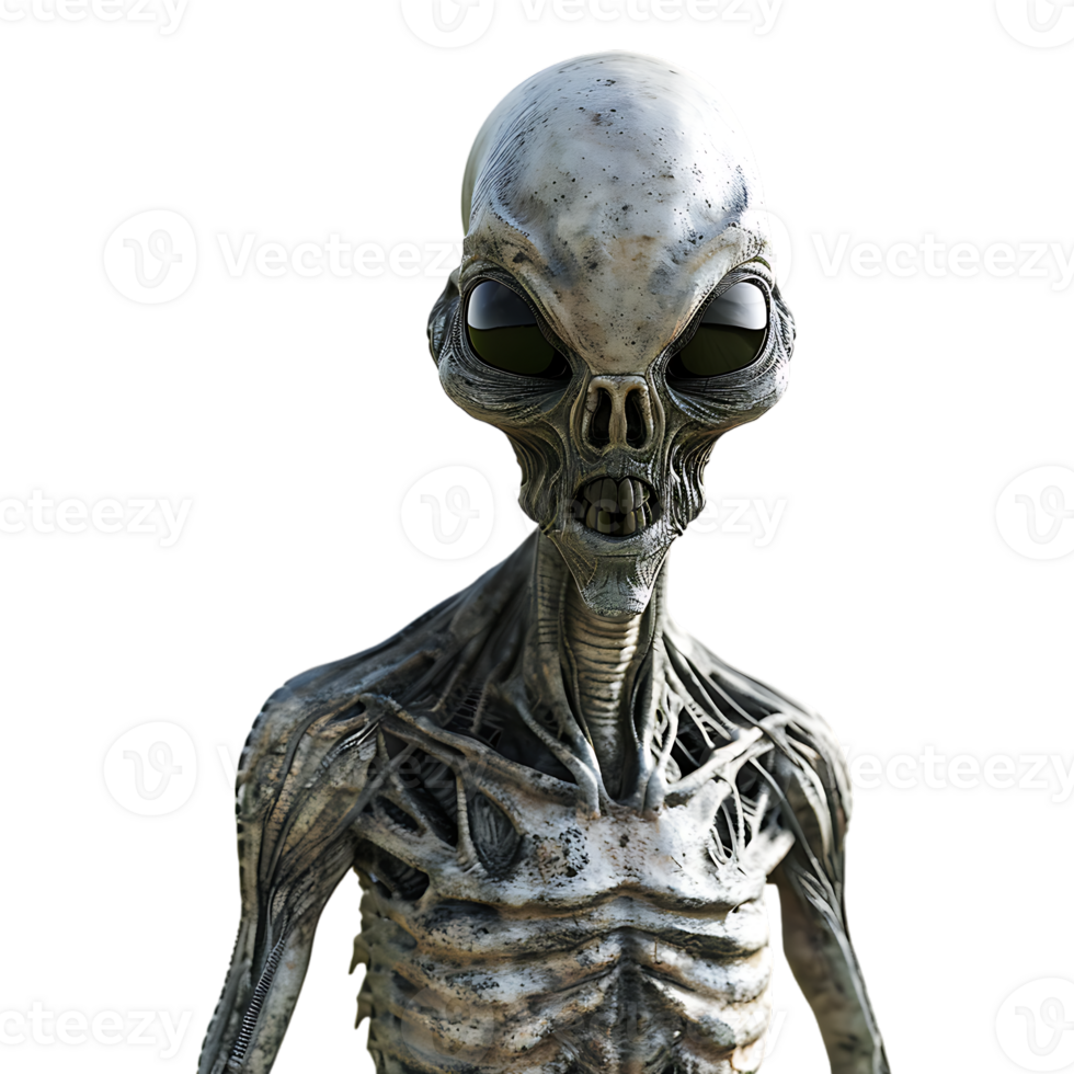 Grey alien, isolated against a transparent background png