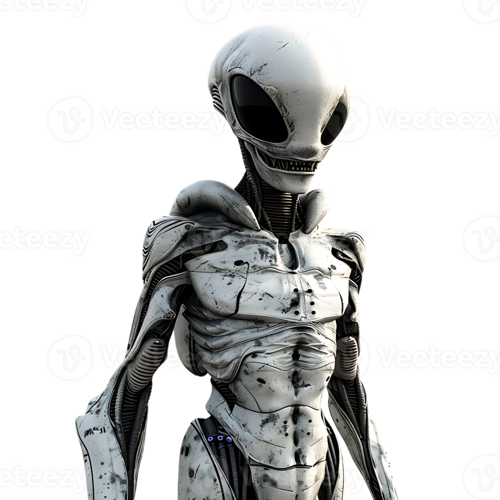 Grey alien, isolated against a transparent background png