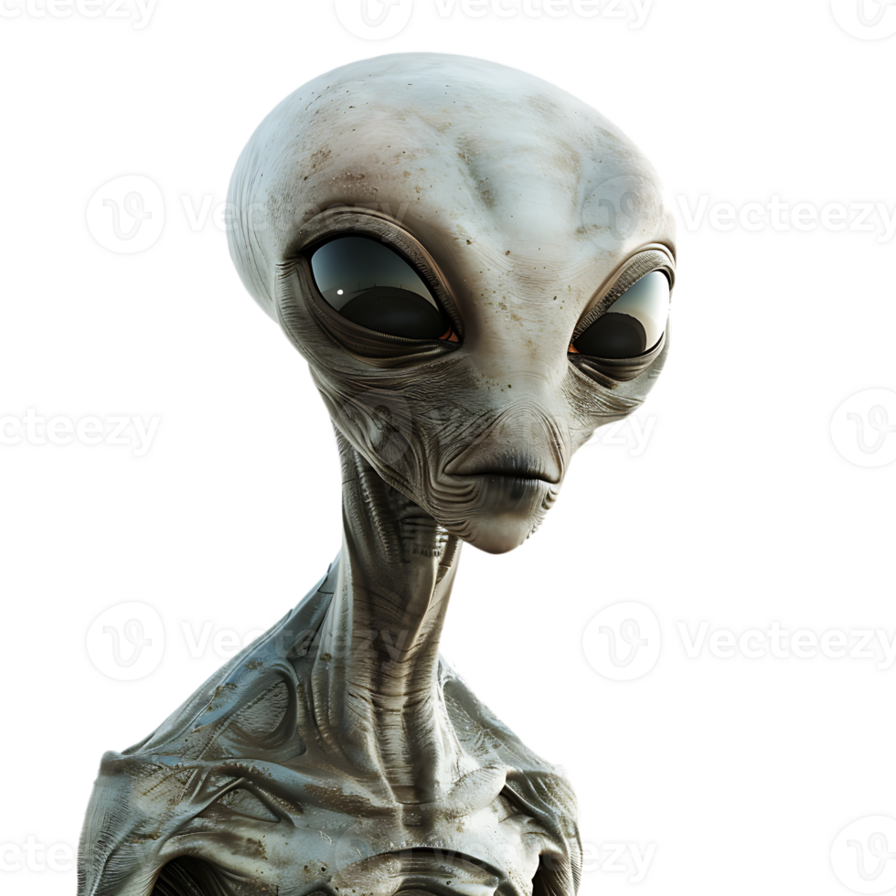 Grey alien, isolated against a transparent background png