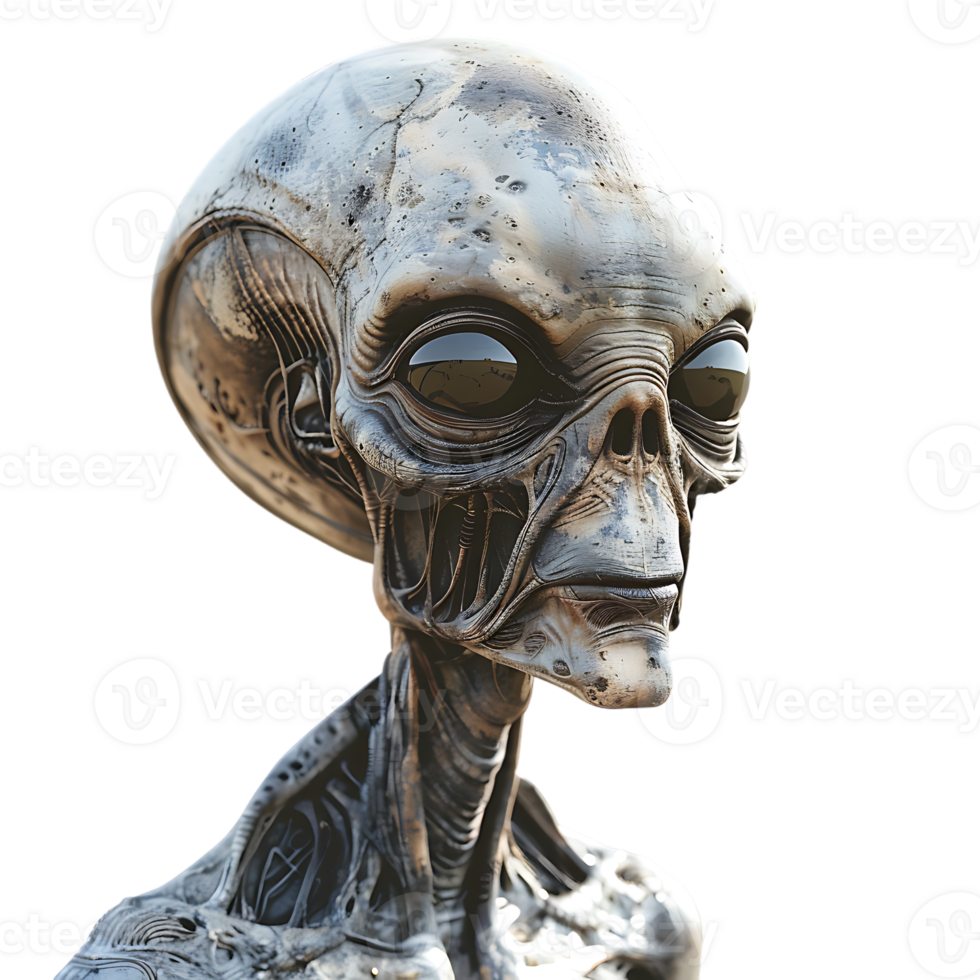 Grey alien, isolated against a transparent background png
