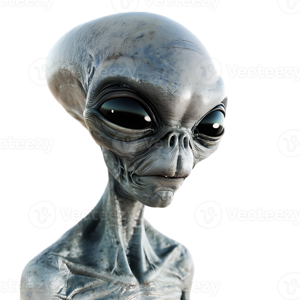 Grey alien, isolated against a transparent background png