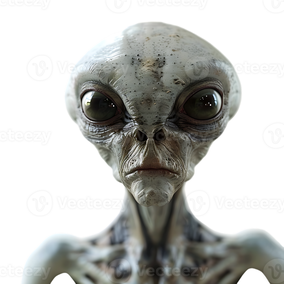 Grey alien, isolated against a transparent background png