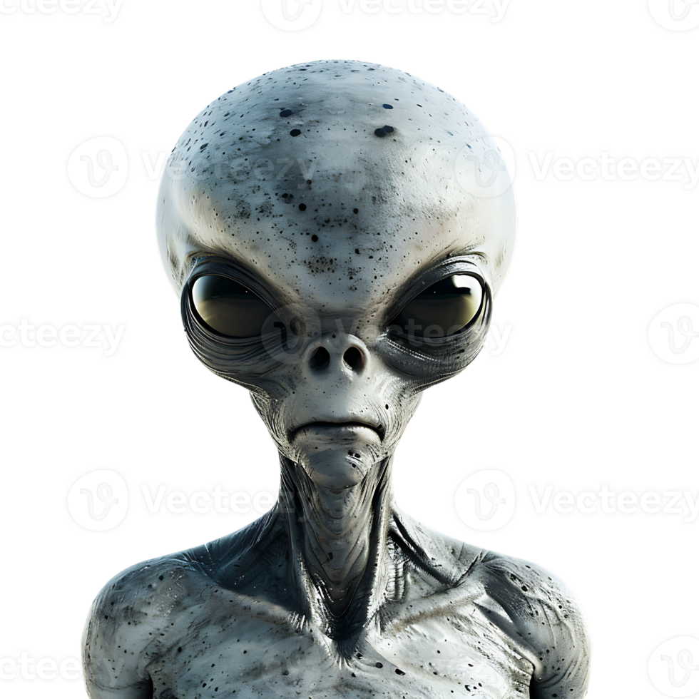 Grey alien, isolated against a transparent background png